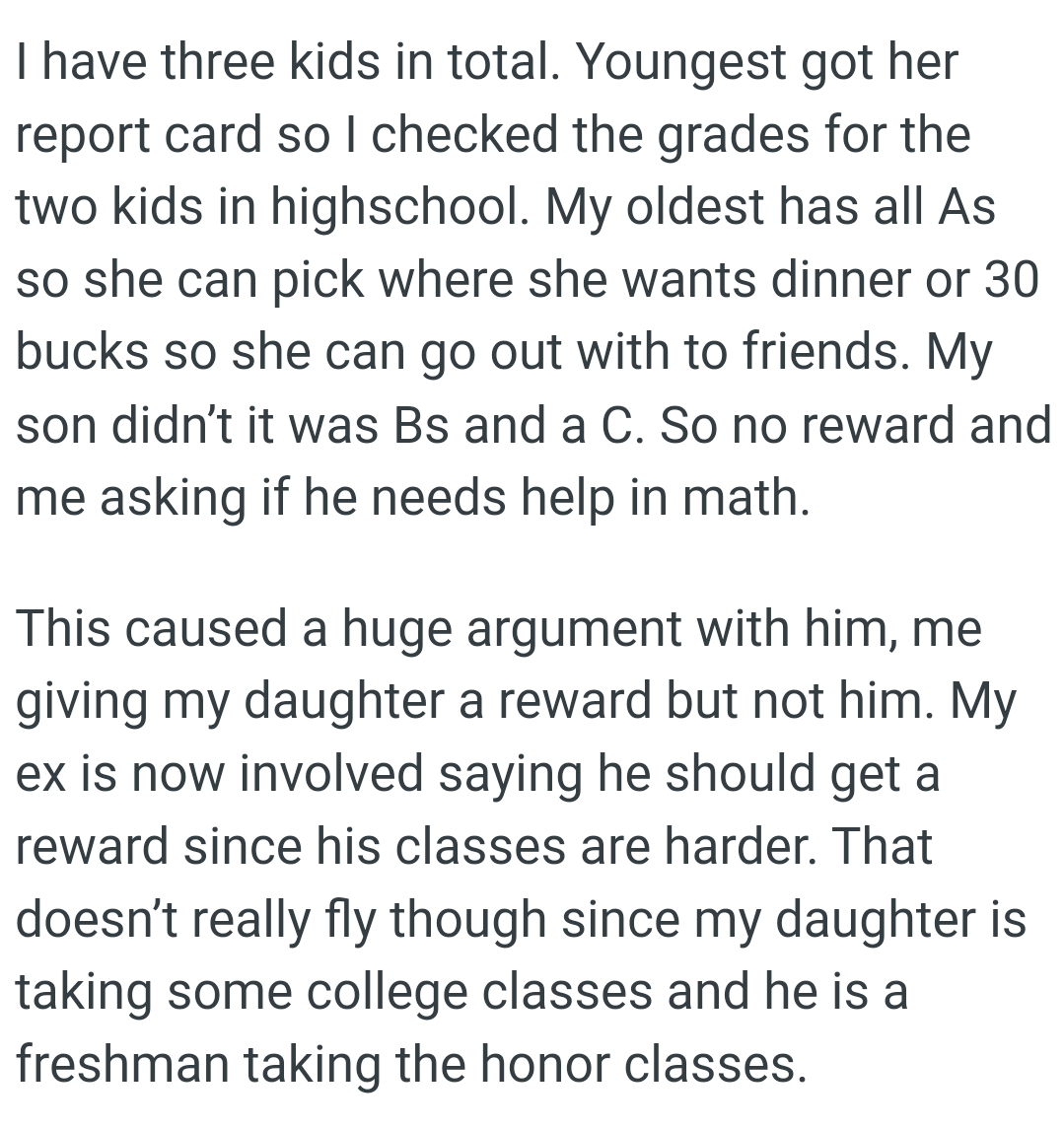 There was no reward, but the OP asked him if he needed help in math