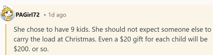 It sums up the quiet truth of big families at the holidays. The math adds up fast, even with tiny gifts.