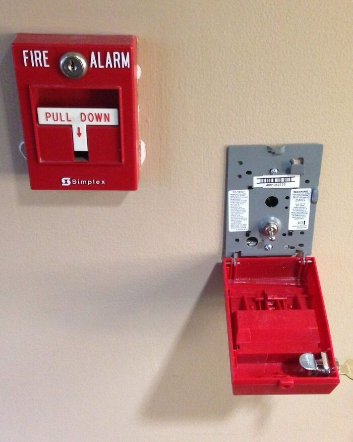 40. He observed that the interior of a fire alarm consists of a basic switch.