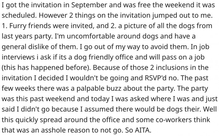 He's Hesitant Because Dogs Would Be Present Too. Here's What Reddit Thinks.