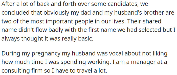 They concluded that her father and her husband's brother are important individuals to them, and they found it acceptable that they share the same name as the baby.