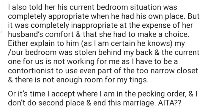 Now OP's wife has a big decision to make: Either her son or their marriage