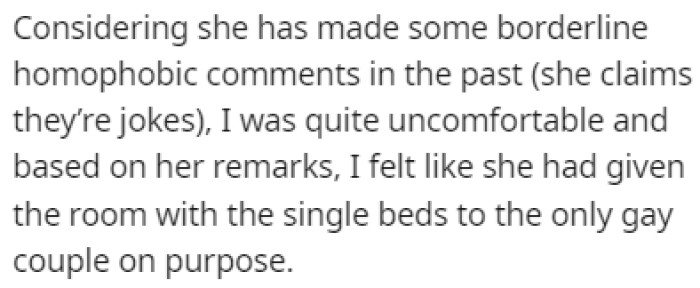 The MIL has made some questionable comments before, so OP felt like this was intentional