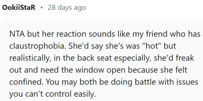 Maybe she is claustrophobic