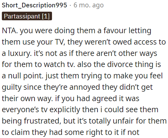 Their mention of divorce is just an attempt to guilt-trip OP for not giving in to their demands.