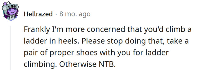 Please stop climbing ladders in heels!