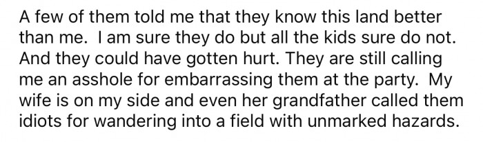 OP worried that one of the kids might wander off into unmarked hazards.