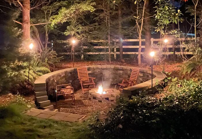 Backyard design featuring a classic conversation pit