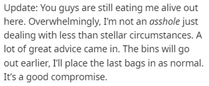 OP provided an update to the story where she explains how she handled the situation