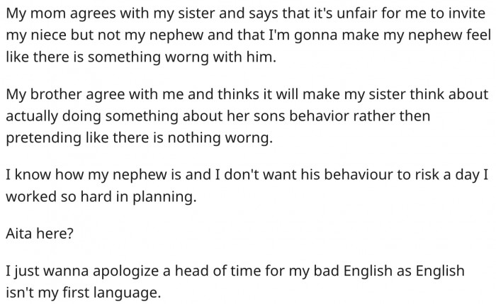 So, would it be wrong to not invite the nephew? Reddit responds.