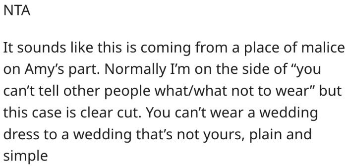 8. You should only wear a wedding dress to your wedding.