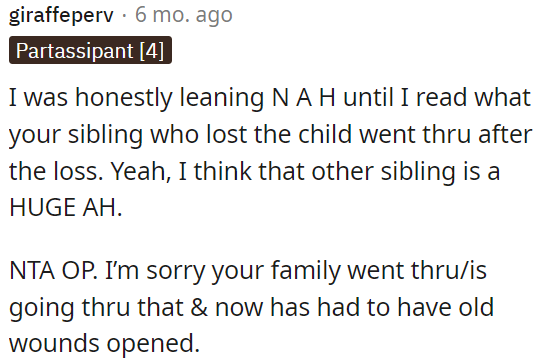OP's sibling is the one in the wrong.