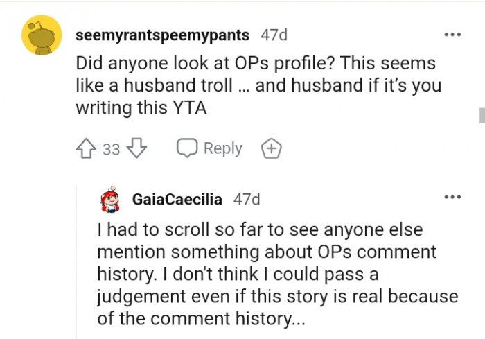 This seems like a husband troll