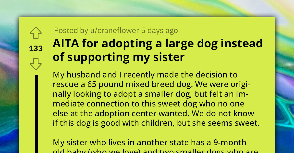 Redditor Faces Backlash From Distant Sister For Adopting Large Dog, Jeopardizing Future Visits With Niece