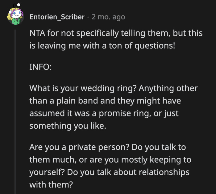 How was her relationship status never brought up in all those years that she lived with her roommates?