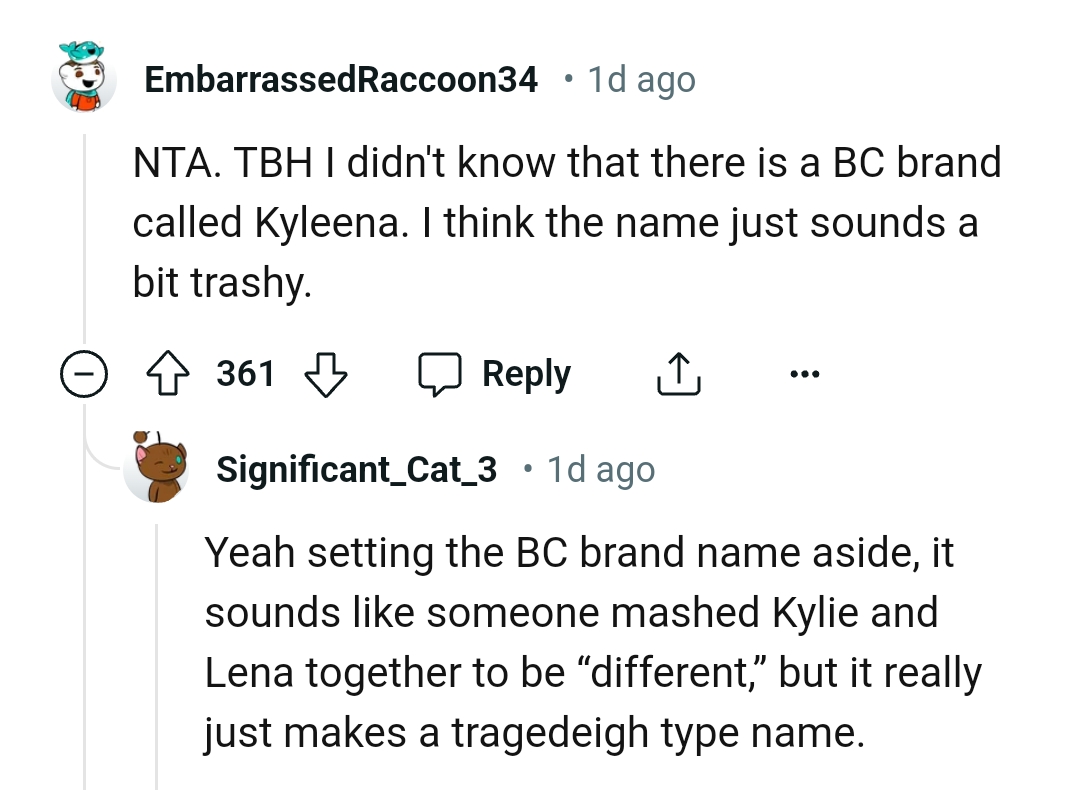 This Redditor Is of the Opinion That the Name Sounds Trashy