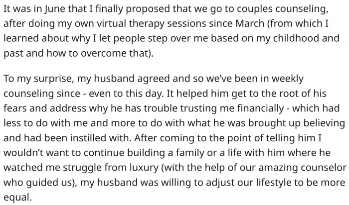 Couple counseling helped them.