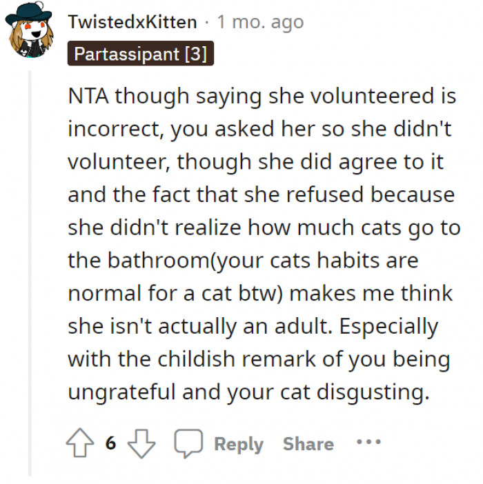 OP missed this point in the first part of her story; she “asked.”