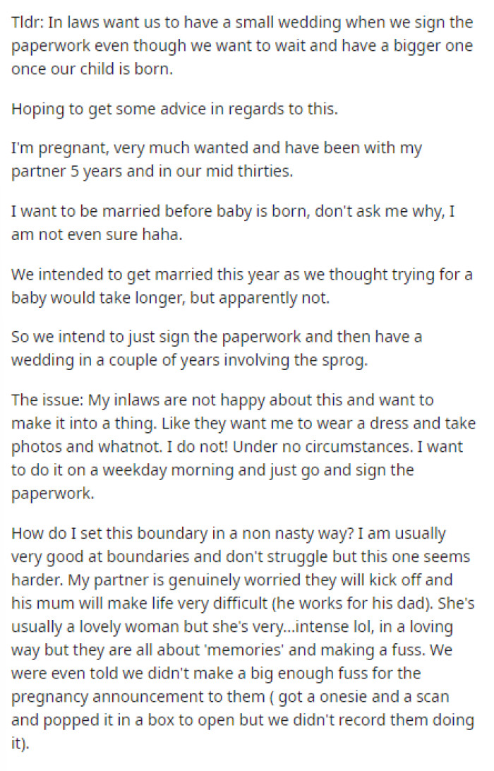 OP starts off the post with a shortened version but then dives into all the details that we need to know.