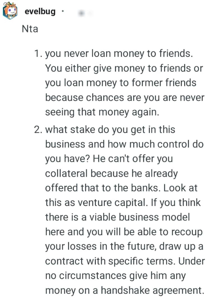 This Redditor is listing what the OP should have in mind