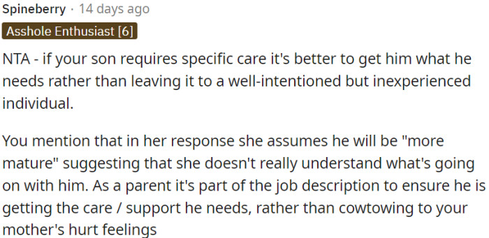 Prioritize your child's specific needs over well-intentioned but inexperienced caregivers