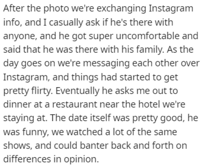 OP exchanged info with this guy and ended up going on a date