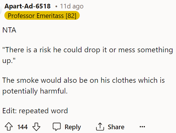 3. People immediately told OP that she's NTA here and that her concerns are totally valid.