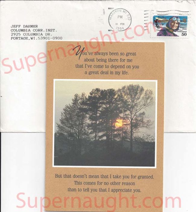 10. Jeffrey Dahmer's correspondence from prison is scarce, which is reflected in the pricing of his signed letters. A 1994 signed Valentine's Day card is currently listed at $4,900.