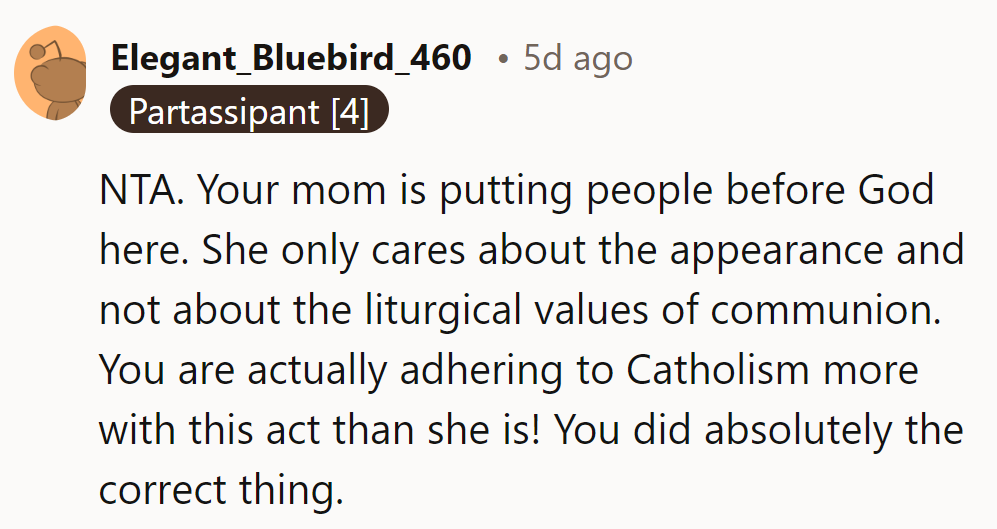 Keeping it holy while mom's stuck on appearances!