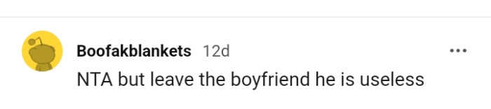 This Redditor is telling the OP to leave her boyfriend