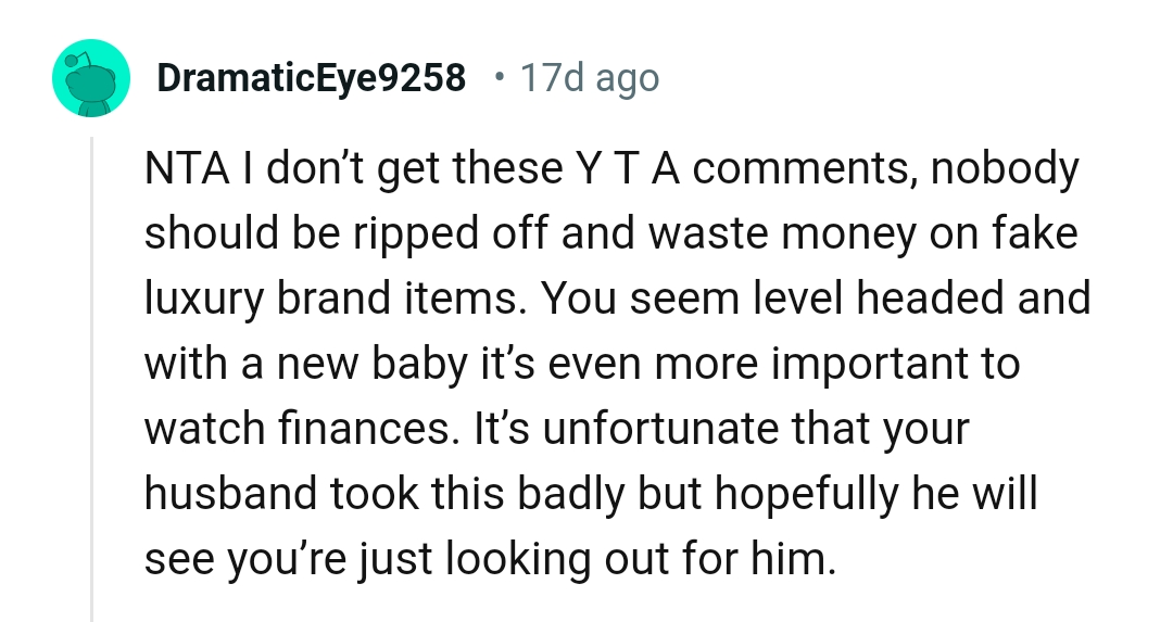 OP's husband took it badly