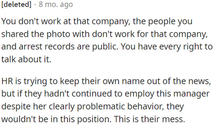 HR is trying to avoid the spotlight, but they're partly to blame for not dealing with the manager's behavior sooner.