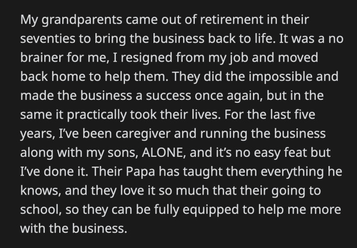 OP had to listen to her parents and siblings talk about how their grandparents' estate would be divided among them. OP's grandfather wasn't gone yet. He was lying on the bed as his progeny behaved like vultures.