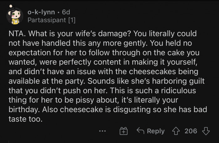 OP held no expectations and handled the situation pretty well.