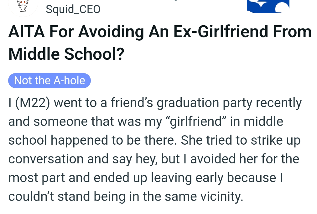 OP kicks off her story and here it is