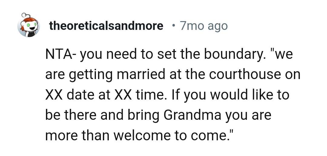 The text the OP can send to the family members