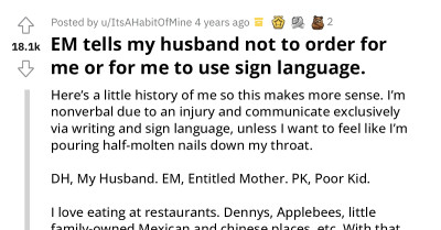 Karen Approaches A Non-Verbal Redditor In Restaurant And Insists She Should ”Just 'Talk' Like Normal People”