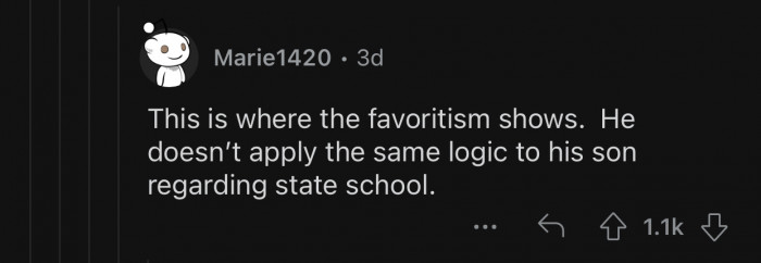 OP is incapable of applying the same logic to his son.