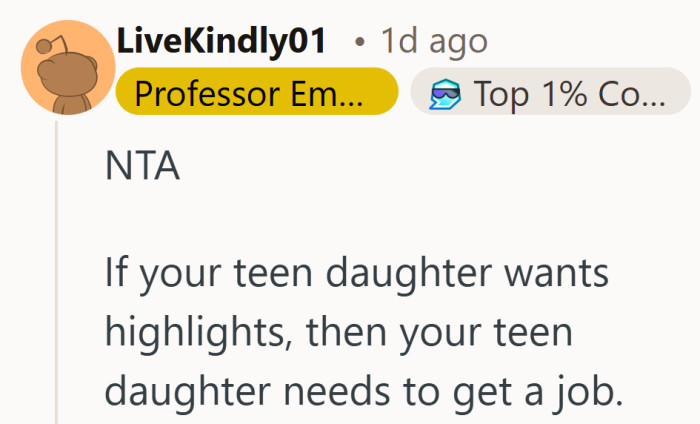 Highlights were framed as a want that could come with a paycheck.