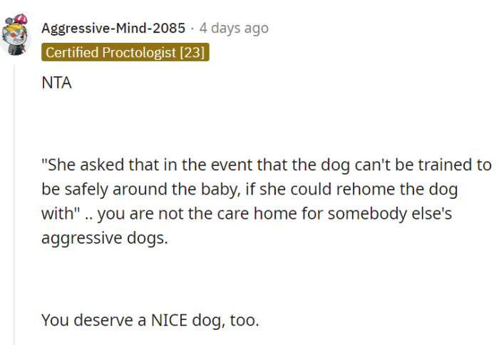 They deserve a NICE dog that brings joy to their lives.