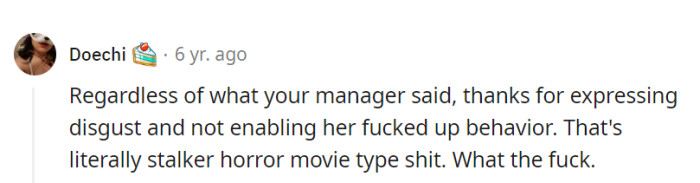 OP was thanked for not enabling Angela's odd behavior, which was rightly seen as disturbing and resembling something out of a horror movie.