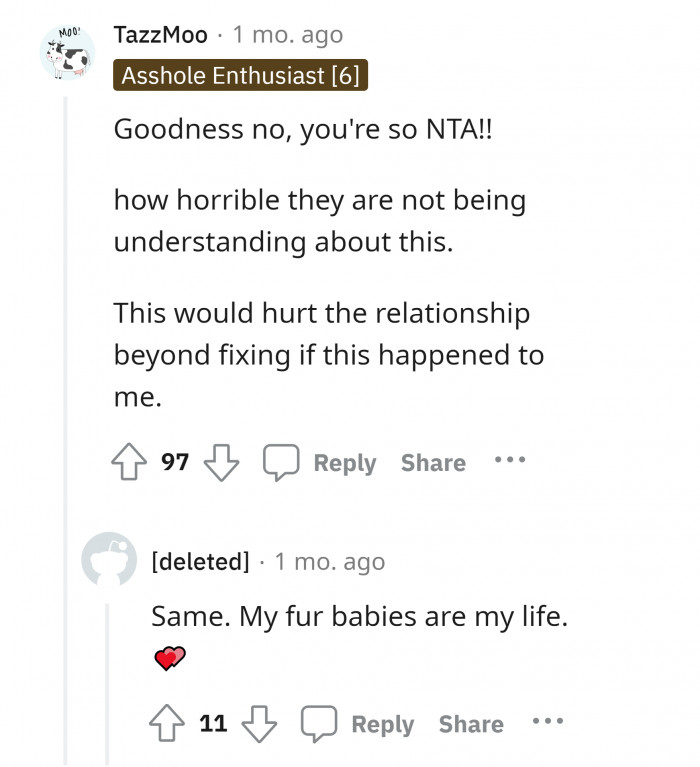 My fur babies are more valuable than the friendship we had.