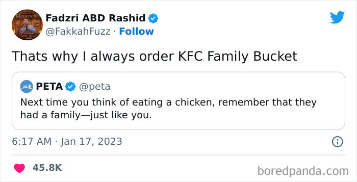 30. Lol... The family bucket it is