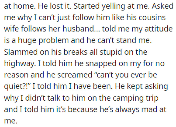 OP's boyfriend told her that he can't stand her