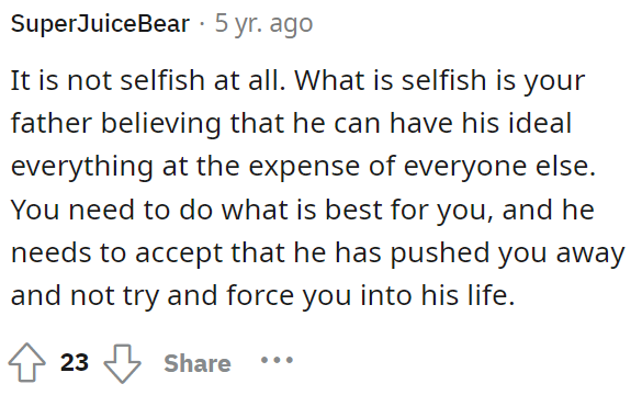 We agree that OP is not selfish at all for this, and we definitely would not want to partake in any of this drama that has commenced after the affair and divorce.