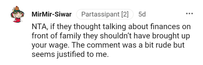 The comment might be rude, but it is justified