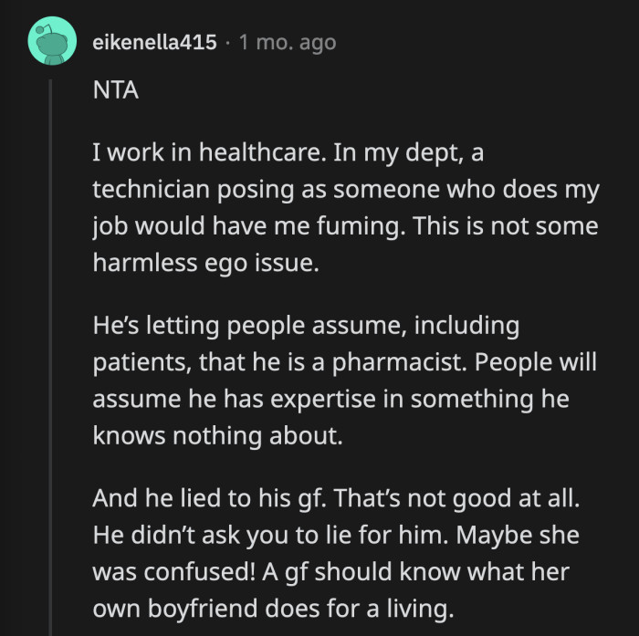 I bet the pharmacist at his job wouldn't brush off this non-issue if OP chose to expose their brother.