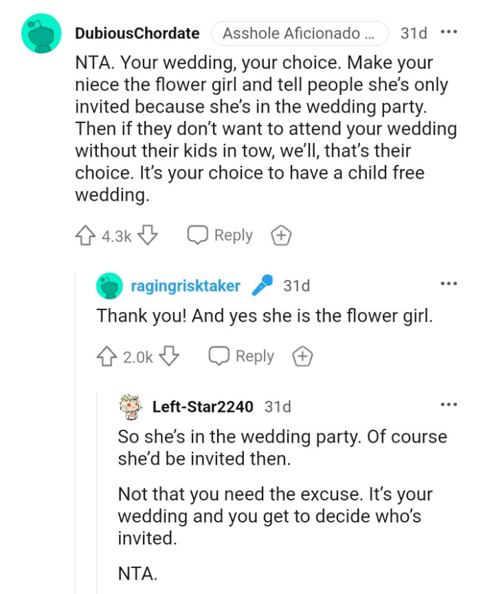 It's the OP's choice to have a child free wedding