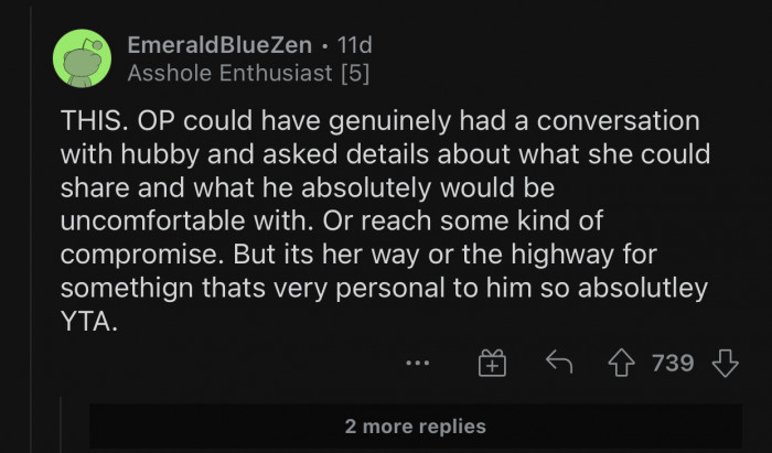 It's something personal, and he repeatedly asked her to stop.