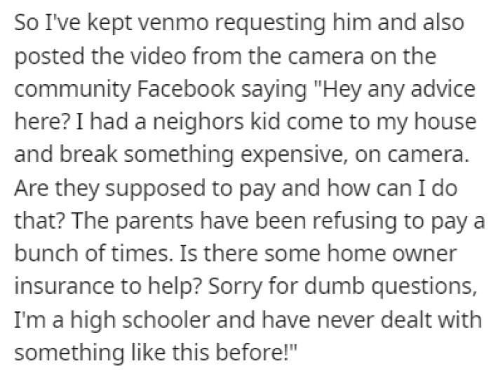 OP posted the video on the community's Facebook group, asking for advice on what to do next